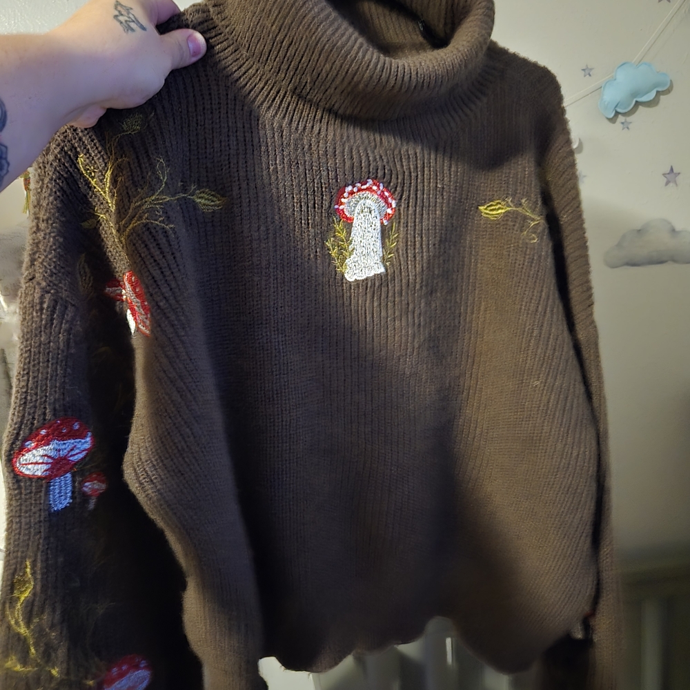ROMWE Brown Cowl Neck Sweater Cable Knit